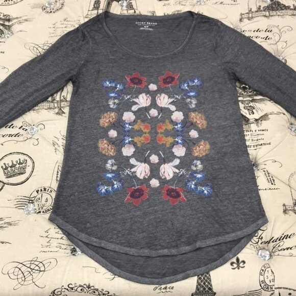 Lucky Brand Botanical Mandala Floral Print T-Shirt - Picture 5 of 7